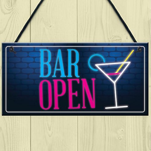 RED OCEAN Bar Open Sign NEON EFFECT Home Bar Man Cave Pub Club Window Plaque Display