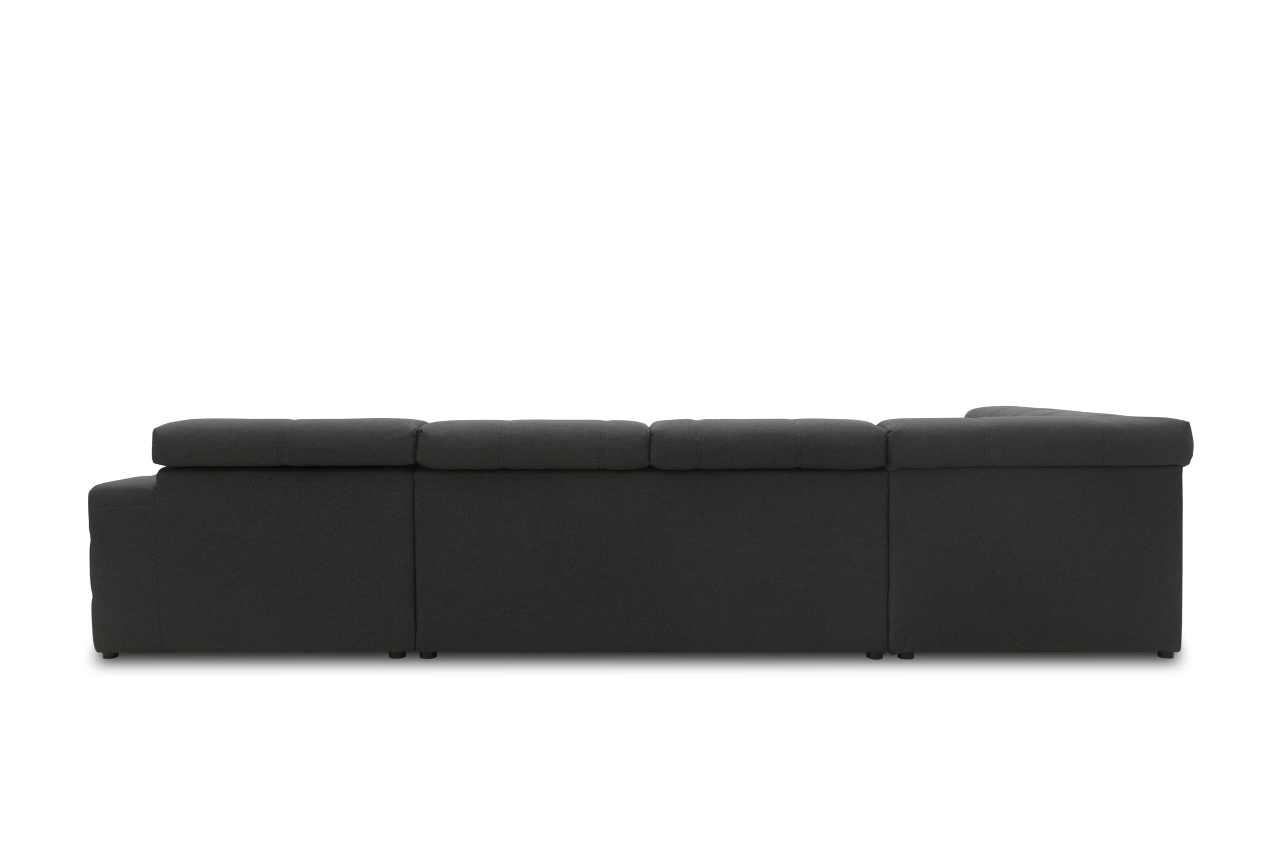 DOMO. collection Divano Brandon, paesaggio con schienale a forma di U, angolo imbottito, 359 x 228 x 80 cm (larghezza x profondità x altezza), grigio scuro