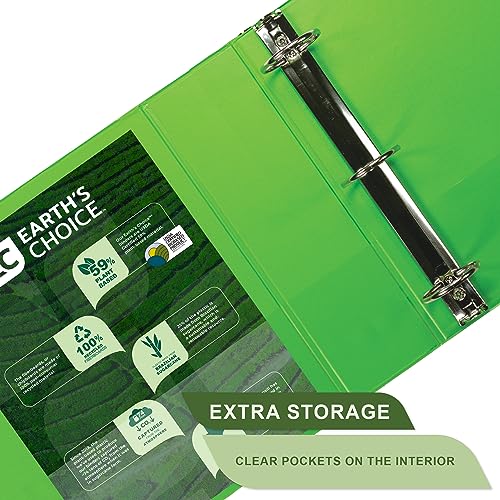 Image of Samsill Plant-Based 3 Inch Durable Round Ring, View Binder, Eco-Friendly, USDA Certified Biobased, Single, Bright Green