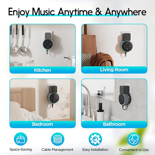 Image of Echo Dot Wall Mount Holder for 3rd Gen, Carbon Fiber Black | Space Saving Accessories, Smart Home Speakers, Built-in Cable Management, Without Messy Wires