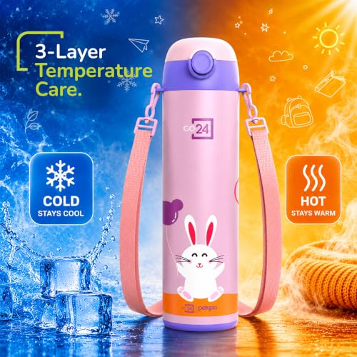 Image of Stainless Steel Bottle for Kids Girls Pixy Baby Pink - Rabbit