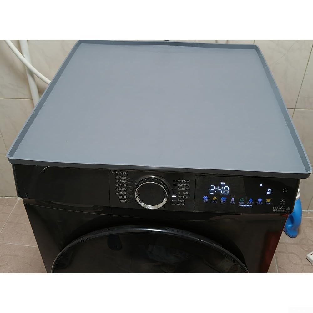 Tappetino in silicone 60 x 60 x 1,7 cm, per lavatrice e asciugatrice, tappetino protettivo antiurto per cestello superiore anti-vibrazione (grigio)