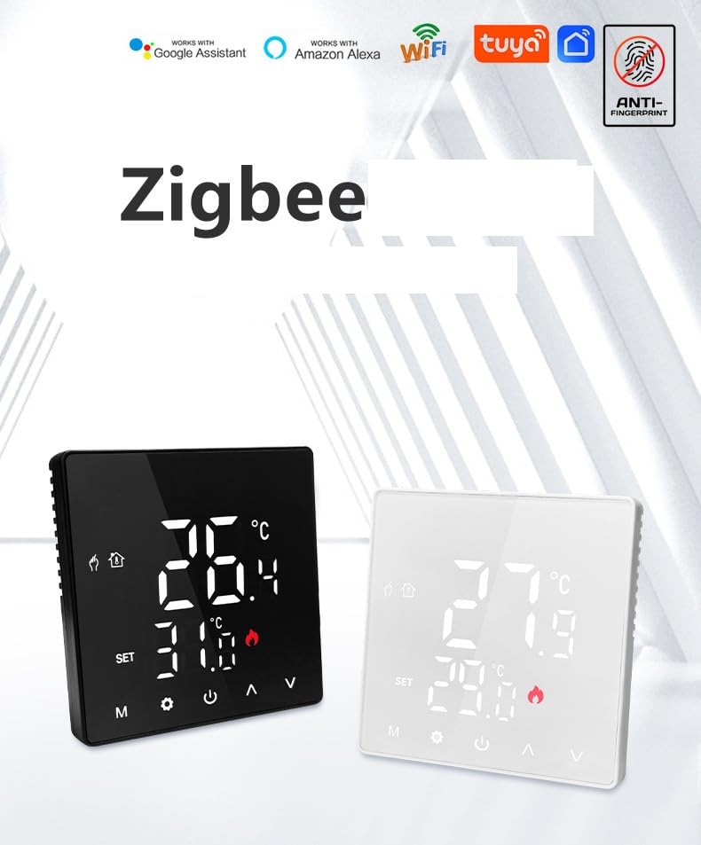 Zigbee Thermostat intelligent pour chauffage électrique au sol, programmable, économie d'énergie, application et commande vocale et télécommande, hub requis, fonctionne avec Alexa, 16 A.