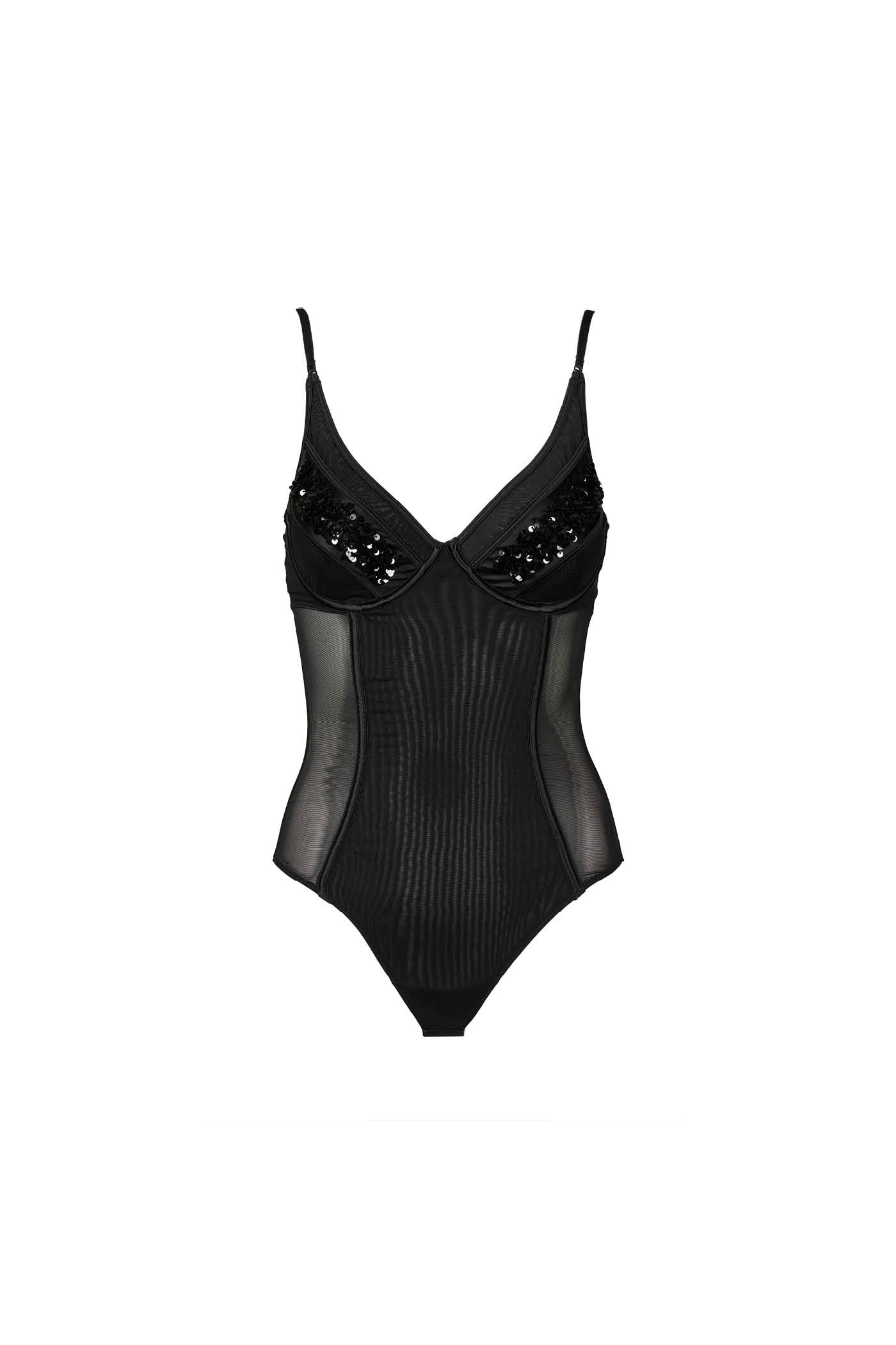 Goldenpoint Donna Intimo Body Obsidian con Ferretto e Spalline Regolabili