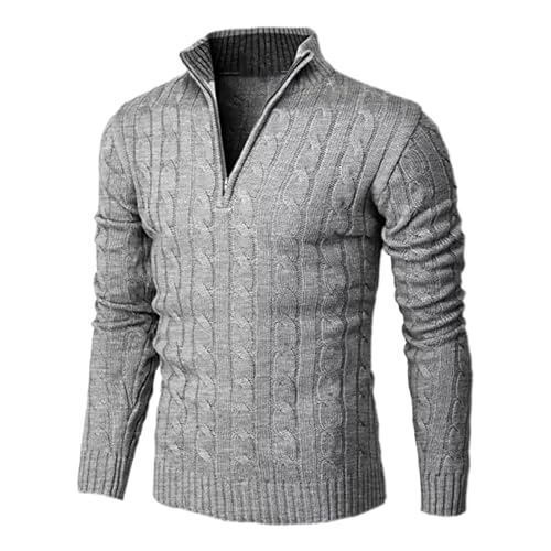 Autumn Winter Mens Sweater Zipper Neck Lapel Knitted Sweaters Warm Pullovers Casual Jumper Male2