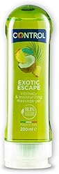 Control Gel Exotic Escape 2 en 1 - Gel de Masaje Corporal con Aroma a Frutas Tropicales - 200 ml - Base acuosa - Hidratante - Hipoalergénico - Sin azúcar - No mancha