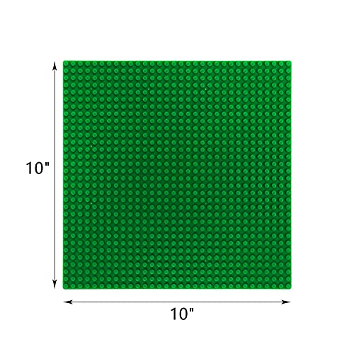 Image of ZEAYEA 12 Pack Classic Baseplates, Building Base Plates Compatible with Most Standard Building Bricks, 10 inch x 10 inch Stackable Bases, Green