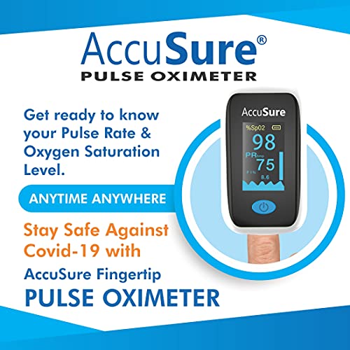 Image of AccuSure YK011 Fingertip pulse oximeter with OLED Display, Audio Visual Alarm measures Blood Oxygen Saturation and Pulse Rate Monitor, Multicolor