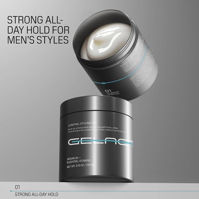 Max Control Hair Gel for Men, Alcohol-Free, Strong Hold Styling Gel, Natural Extracts for Long-Lasting Hold and Shine, Slick Back Hair Style 32 oz miniatura 3