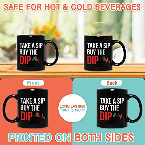Bubble Hugs Stock Trader Coffee Mug 11 oz, Take A Sip Buy The Dip Stock Market Gift Cup Funny Idea for Traders Brokers Financial Adviser Investor, Black - Image 6