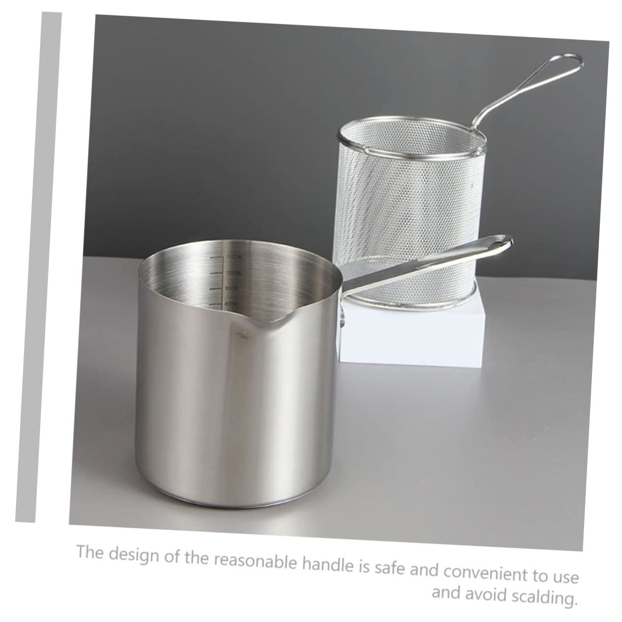 MOLUCKFU Stainless Steel Fryer Mini Basket Pot Deep Frying Pot Kitchen Oil Pan Ergonomic Handle Quick Heat Transfer Cooking