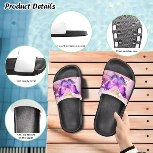 Image of Unisex Slides for Girls Boys Comfortable Slippers Slides Non-slip Shower Shoes House Fashion Thick for Indoor & Outdoor Gifts