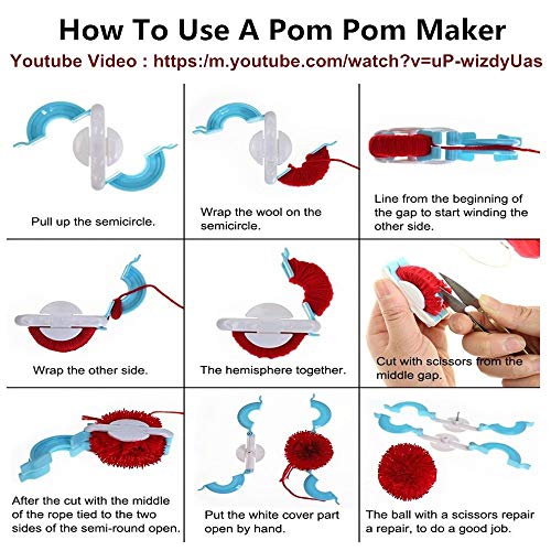 image for D-Doner Pompom Maker Kits,8 Sizes Pom-pom Maker for Fluff Ball Weaver 