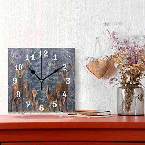 Seulife Wall Clock Winter Wildlife Landscape With Deer, Silent Non Ticking Clock For Kitchen Living Room Bedroom Home Artwork Gift #TOP1