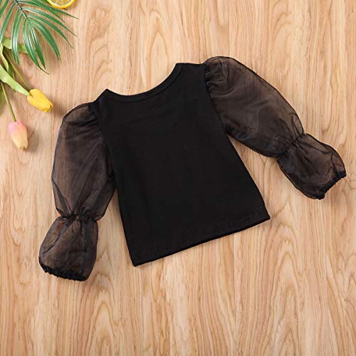Toddler Kids Baby Girl Fashion Clothes Tulle Puff Long Sleeve T Shirt Blouse Top Spring Summer Outfits (Black, 6-12 Months) #TOP3