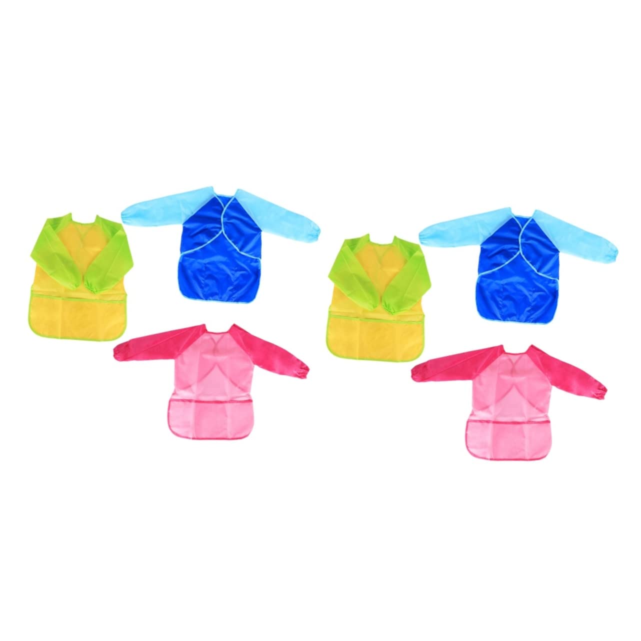 UPKOCH 6pezzi Grembiuli Impermeabili Per Ragazzo Ragazza Con Maniche Lunghe Bavaglini Per Pittura e Disegno Assortito Di Colori Protezione Per Durante Attività Creative