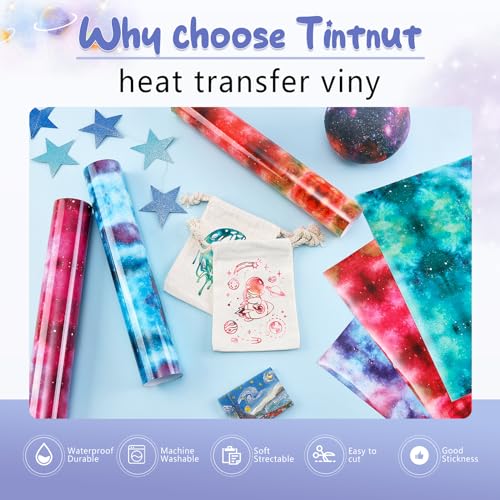 Tintnut Glow in Dark HTV Heat Transfer Vinyl - 12x10 inch 6 Sheets Luminous Galaxy Iron on Vinyl Galaxy HTV Vinyl for T-Shirts DIY Compatible with Cricut or Silhouette Cameo - Image 5