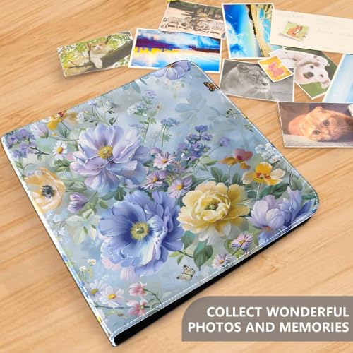 Álbum de fotos autoadhesivo DIY para scrapbook con flores elegantes, encuadernación de 3 anillos, 40 páginas, tamaño 8x10 miniatura 5