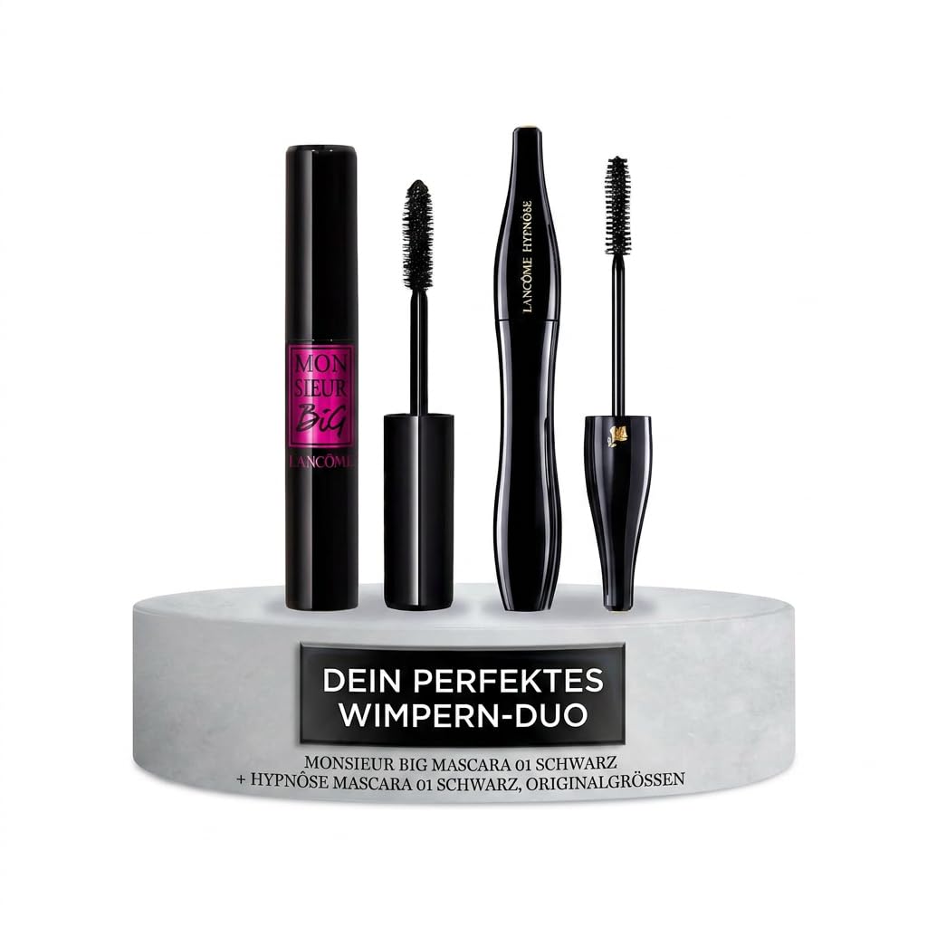 Lancôme Mascara Duo: Monsieur Big für 12x Volumen & 24h Halt & Hypnôse für 8x Volumen & Definition – Intensiv schwarze Wimperntuschen für dramatische und dichte Augenblicke