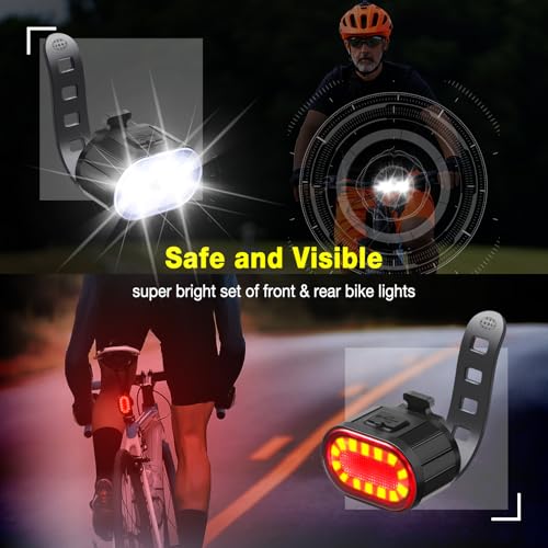 Oderra Luci Bicicletta Led, Ricaricabile Usb & Impermeabili IPX5 Luci Led Bici, Lunga Durata Della Batteria, 4+6 Modalità Ultra Luminose Luce Bici Anteriori E Posteriori - 6