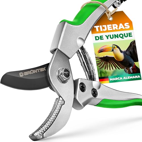 GRÜNTEK Tijeras de podar jardín 195 mm - Tucan NUEVA VERSION - Tijera de podar flores y cortarramas ligéra y pratica