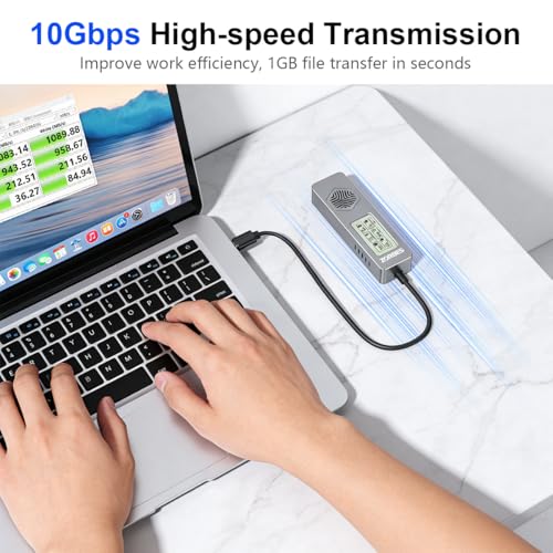 Image of ZORBES M.2 NVMe SSD Enclosure USB 3.2 Gen2, 10Gbps Dual Protocol Solid-State Drive Case with Intelligent Health Detection & Cooling Fan, High-Speed Aluminum SSD Reader for M.2 NVME 2230 /2242 /2260 /2280