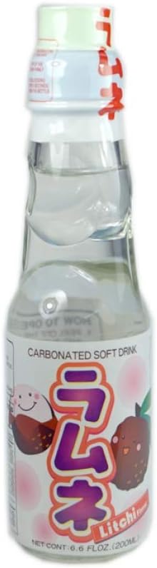 Ramune Japanese Soft Drink Lychee Flavor, 12 oz Bottle