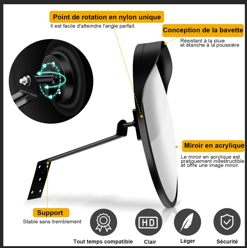 Miroir de circulation pour angle mort éliminant les risques de collision