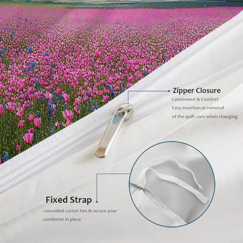 Housse de Couette 240x220 Tulipes avec 2 Taies d'Oreiller
