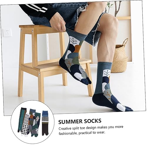STOBOK Japanese Style Two-toe Socks Cotton Stockings Comfortable Tabi Socks for Men Women Anti-slip Ideal for Flip-flops3