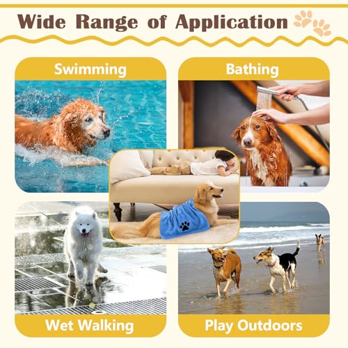Hundehandtuch, 2 Stück Hundehandtuch Extra Saugfähig für Hunde Und Katzen, Blau Schnelltrocknend Haustier Mikrofaser Handtücher, Hunde Handtuch für Katzen, Hunde Oder Andere Haustiere (75 x 35 cm)