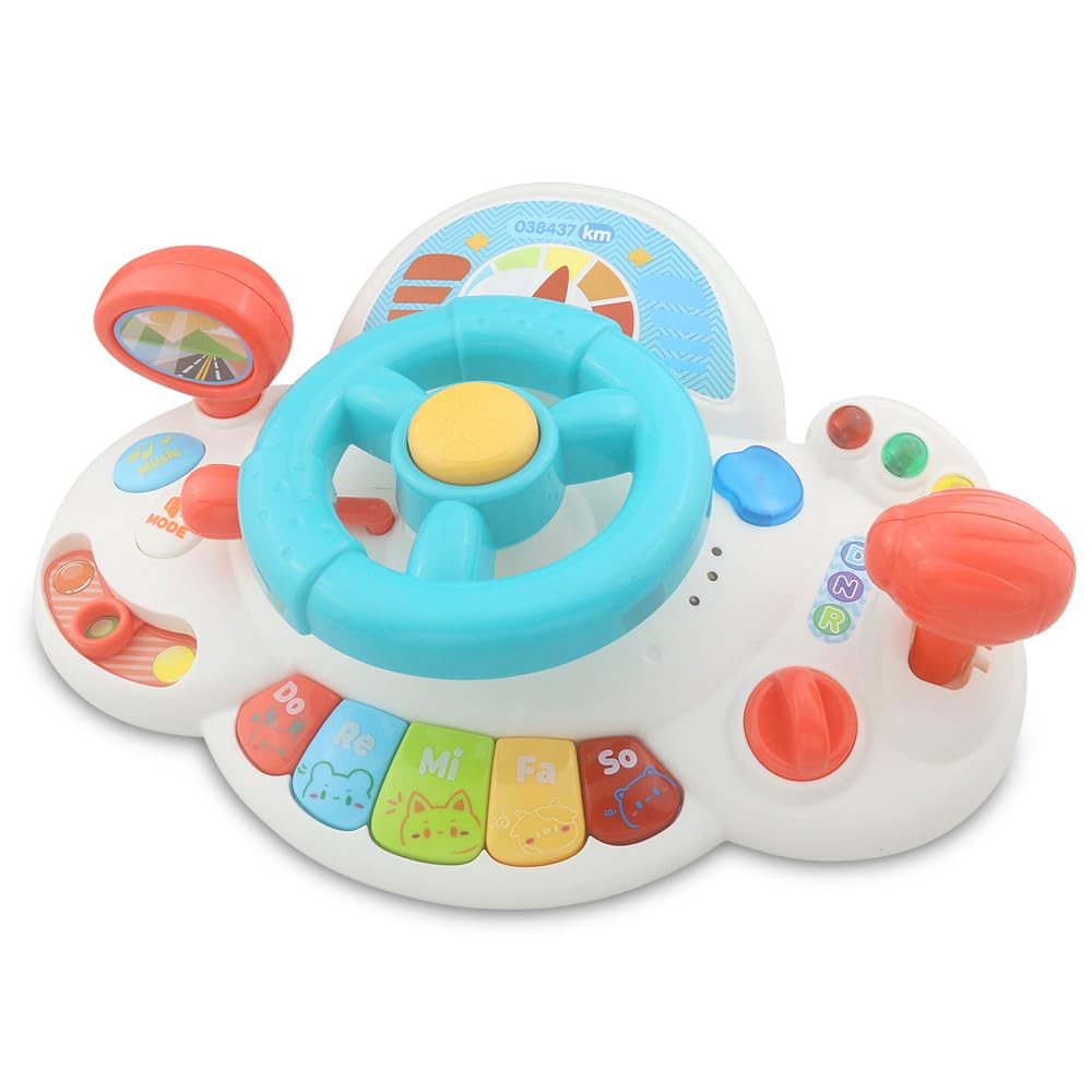 caterbee Baby turn and learn driver steering wheel toys (White)
