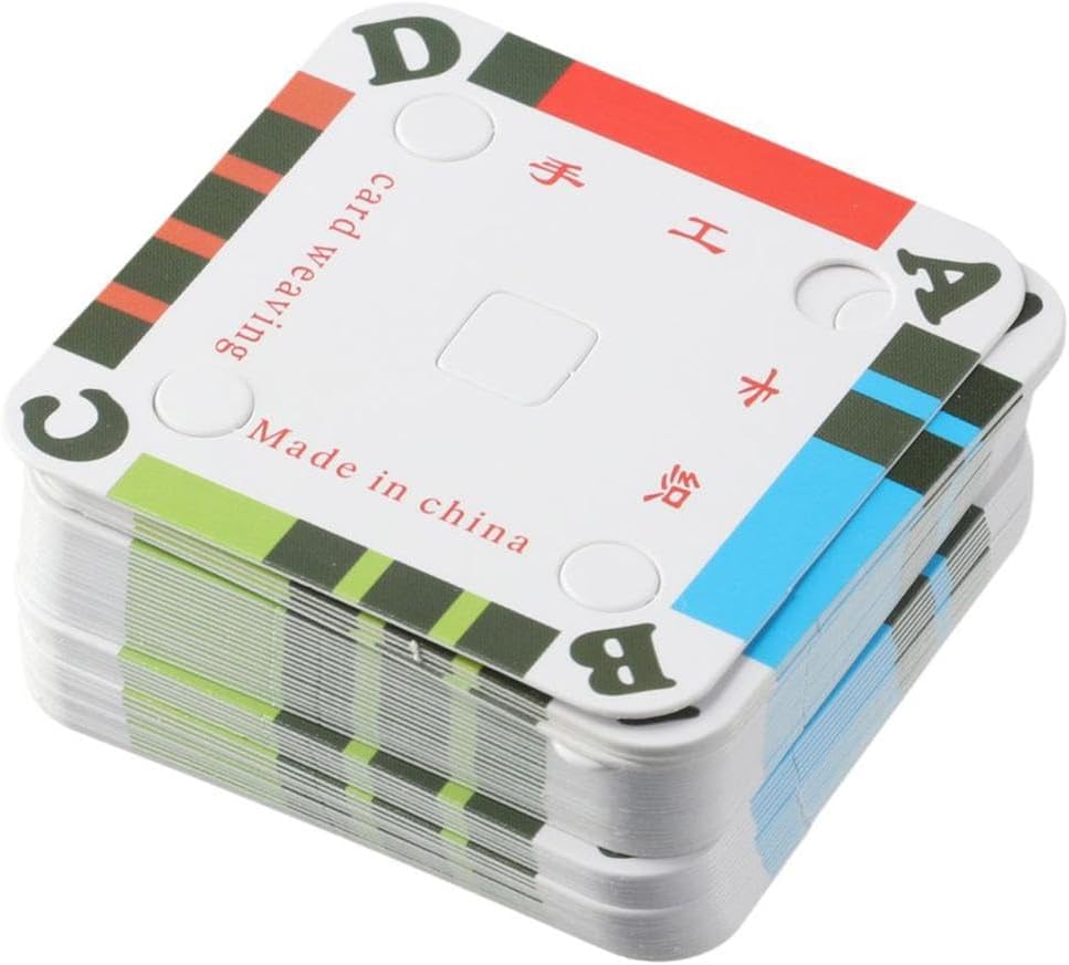 Uniquer 100Pcs Weaving Cards Square DIY Tablet Handmade Four Hole Paper Loom Colorful Sewing Supplies