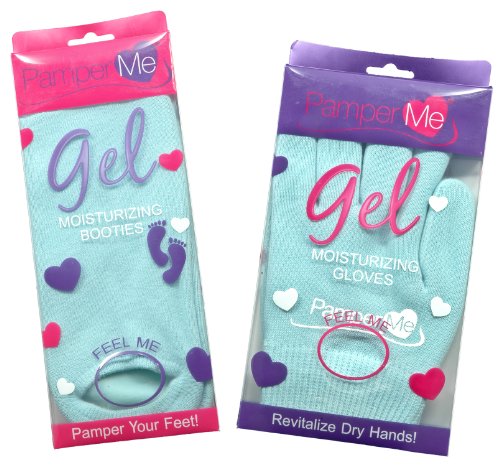 Pamper Me Moisturizing Gel Gloves and Moisturizing Gel Booties Combo Pack (Blue)