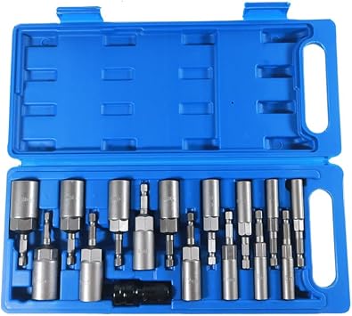 16PCS Nuts Driver Set Extension Metric Socket Wrench Screw Drill Bit Holder 1/4 Hex Quick-Change Tent Stakes install tools