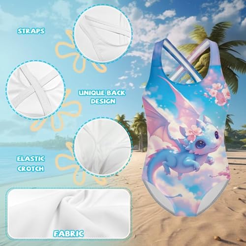 Image of Xpyiqun Swimsuit for Girls One Piece Bathing Suits Size 5-14 Sleeveless Swimwear Cross Shoulder Strap Swimming Wear