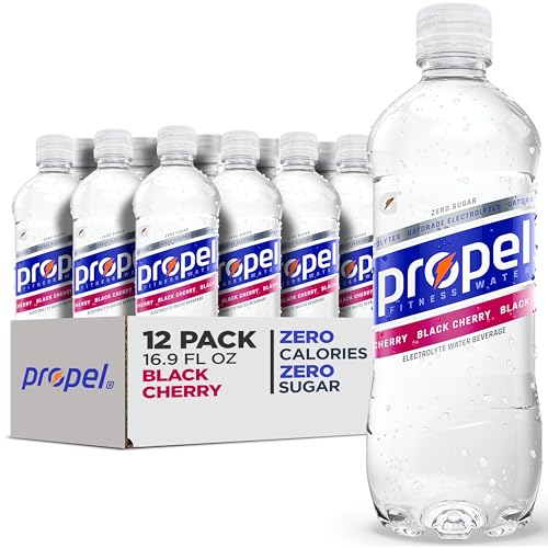 Propel, Black Cherry, Zero Calorie Sports Drinking Water with Electrolytes and Vitamins C&E, 16.9 Fl Oz (12 Count)
