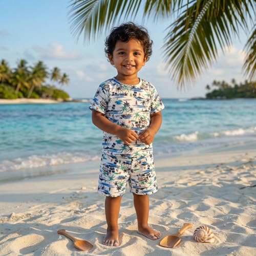 Image of Kids Dress for Boys | Round Printed Neck Half Sleeve T-shirt and Pant Clothing Set for Baby Boys