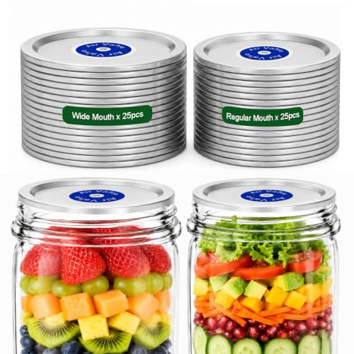 Image of 50Pcs Canning Lids, Mason Jar Lids Fit for Regular& Wide Mouth Jars