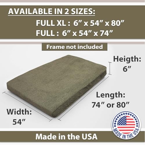 SRJunidexor Memory Foam Infused Futon Mattress Full Size - Removable Washable Cover, Foldable Sofa Bed Cushion with Heavy Duty Zipper for Guest Room, Apartment, Dorm (Olive Green, Full)