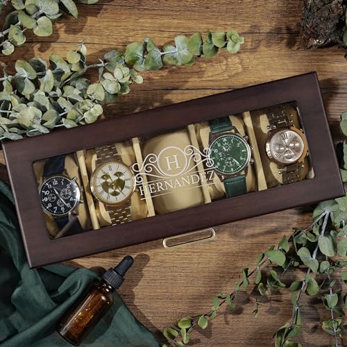 Lily's Atelier Custom Engraved Watch Box, 3 Optional Sizes, Personalized Gift for Men, Birthday Gift for Men, Dad, Personalized Watch Storage Case, Fathers Day Gift, D1