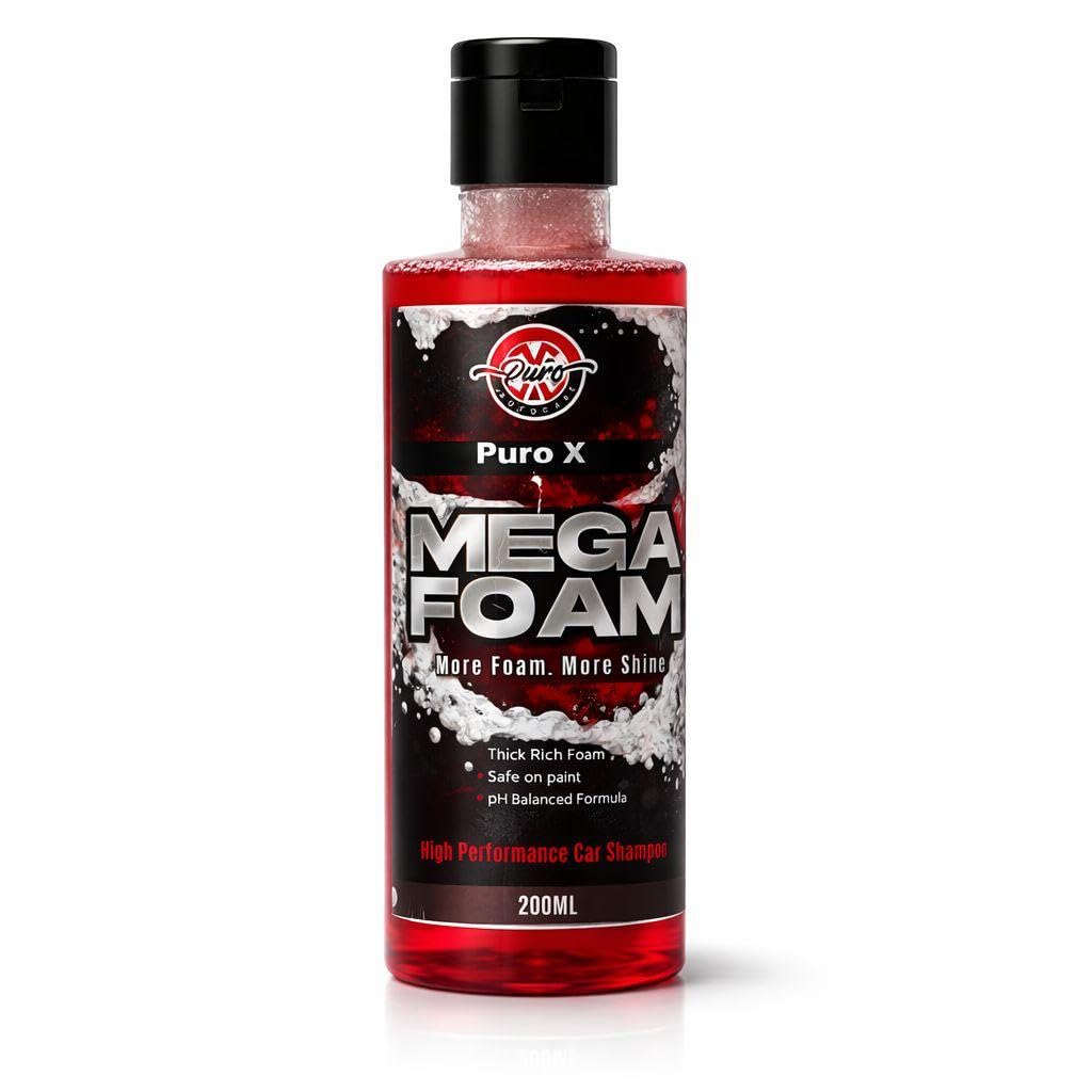 Puro X Mega Foam Car Shampoo 200ml | High Foam Concentrated Car Wash Shampoo | pH Neutral Formula | Safe on Wax & Ceramic Coatings | Removes Dirt & Road Grime | Glossy Finish-picture-25