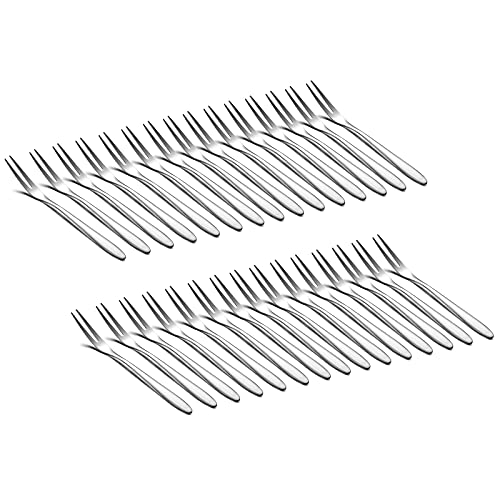 30-piece Appetizer Dessert Forks - Deedro Stainless Steel Mini Salad Fruit Cake Tasting Forks with Plastic Case, 5.1-inch Cocktail Forks Set for Birthday Party Wedding Restaurant