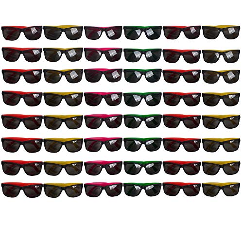 Funny Party Hats Sunglasses in Bulk - 48 Pack - Neon Party Sunglasses - Sunglasses Pack - Party Favors