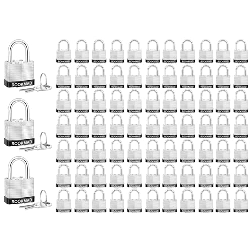 Image of Keyed Padlocks, Laminated Steel Padlock, Keyed Alike Locks with Same Keys, PE Plastic Hoop, This Pad Lock with Eco-Friendly Materials, 80 Pack