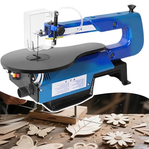 Sushangmao Sierra De Marquetería Eléctrica De 16 Pulgadas/Sierra Calar Velocidad Variable | con Mesa Trabajo para Metal Inclinable A 45°, 10 Hojas Sierra | Profundidad Corte 55 Mm StandardModel