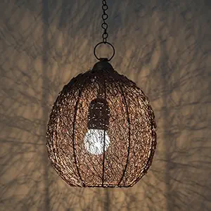 Homesake Classic Twisted Wire Round Hanging Pendant Light, Antique Copper Hanging Fixture Lamp (Brown, 40W)