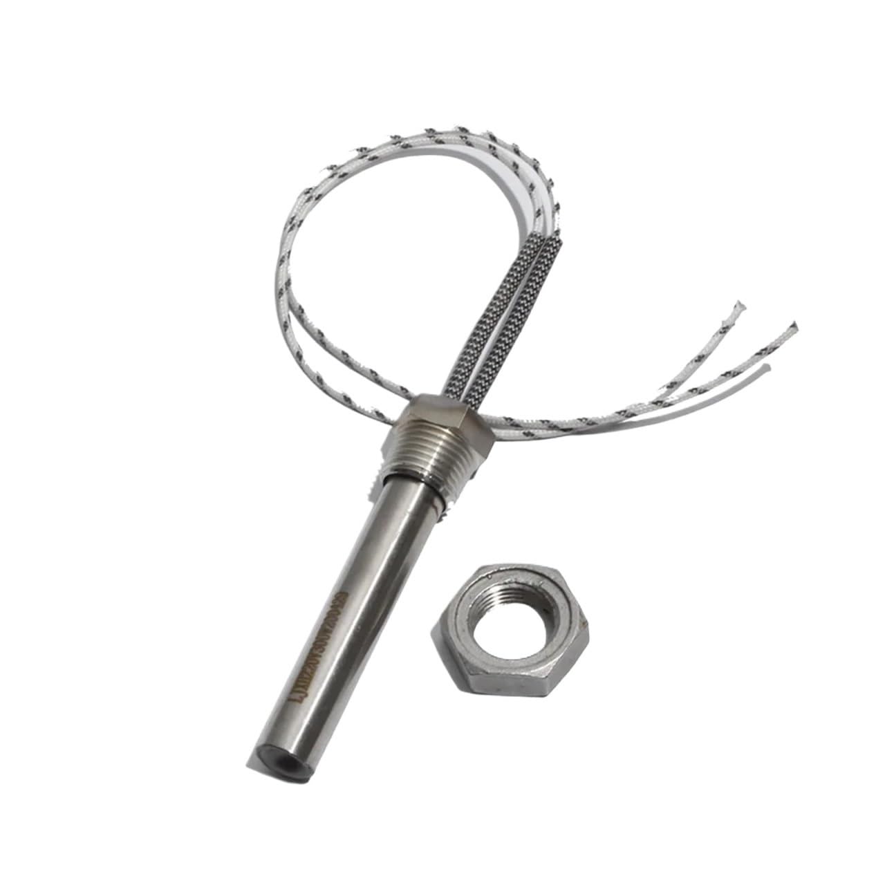 DN8 (1/4") Gewindepatrone Rohrheizelement for Wasser 8x350/400/450/500/600mm Rohr AC110V/220V/380V Heizung mit Mutter(380V,DN8 8X500mm 1100W)