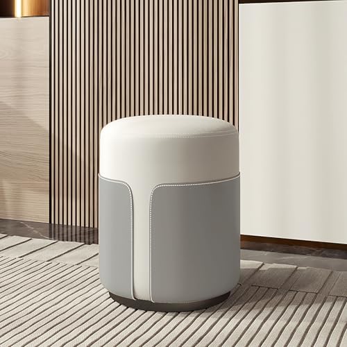 Silla de maquillaje, otomana redonda con marco de madera maciza y asiento acolchado suave, ideal para tocador en sala de estar o dormitorio