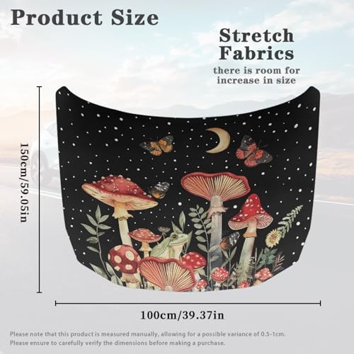 Image of Moon Mushroom Car Hood Cover Banner Car Bonnet Protection Cover Elastic Fabrics Polyester，Can be Washed Auto Decoration